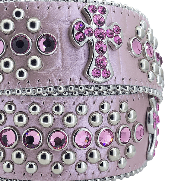 bb Simon Swarovski Crystals Italian Leather Belts Made in USA display picture 2