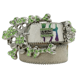 Acid Wash Pony Hair Skull Pile - Tan/Green