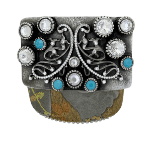 Butterfly Mosaic Turquoise  / Grey Floral - Silver